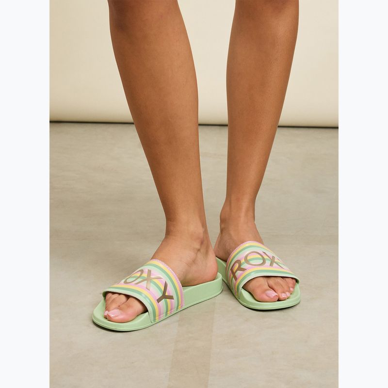 Flip-flops pentru femei ROXY Slippy II cu dungi verzi 7