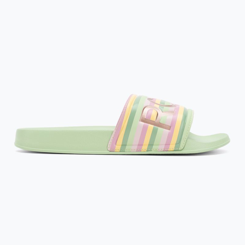 Papuci pentru femei ROXY Slippy II green stripe 2