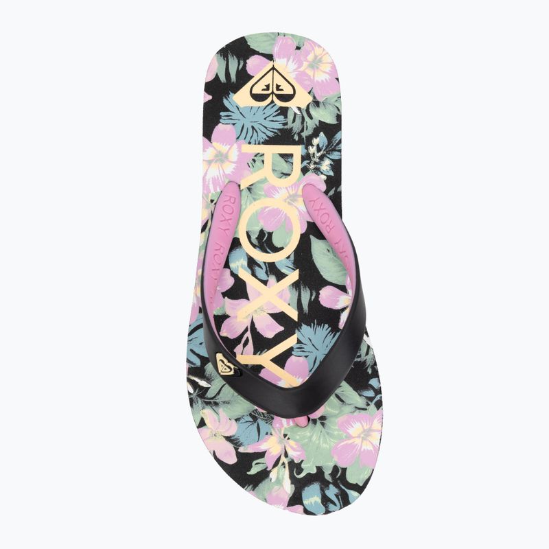 Șlapi pentru copii ROXY Tahiti VII black/pink stencil 5