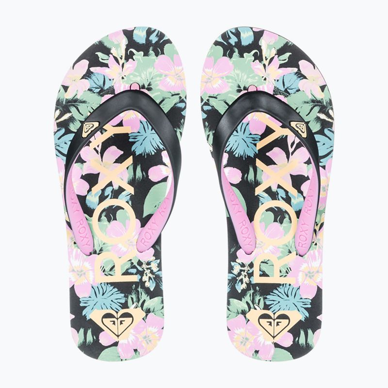 Șlapi pentru copii ROXY Tahiti VII black/pink stencil 2