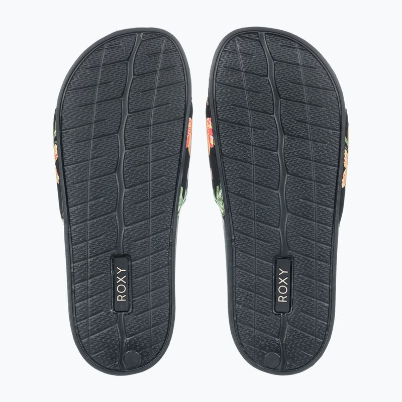 Flip-flops pentru femei ROXY Slippy II negru/verde imprimat 3