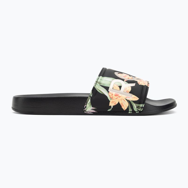 Papuci pentru femei ROXY Slippy II black/green print 2
