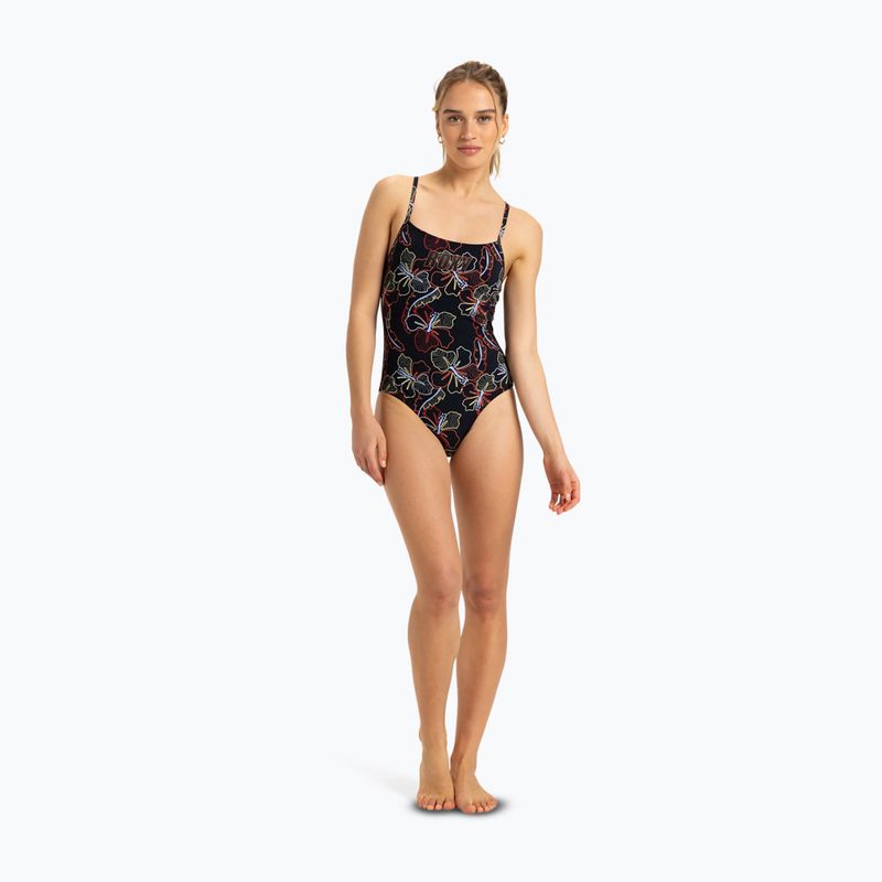 Costum de baie dintr-un element pentru femei ROXY Active Basic Printed anthracite athletic hibiscus 2