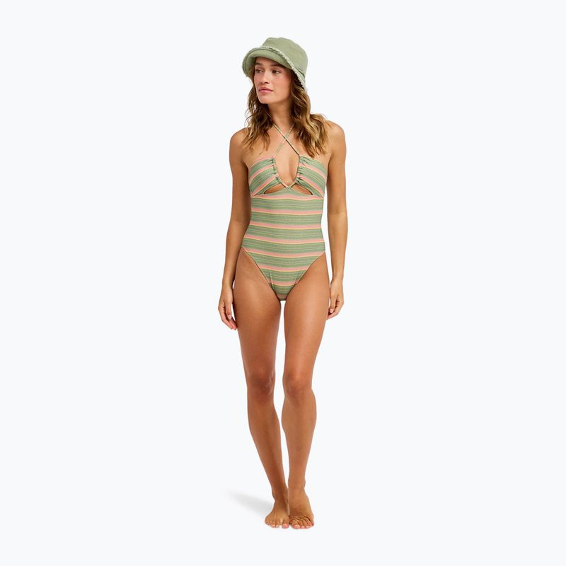 Costum de baie întreg pentru femei ROXY Dreamer HI oil green say it with stripes 2