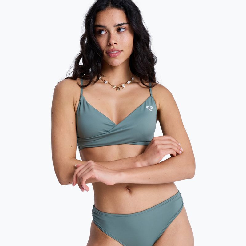Top de costum de baie ROXY Solid Essentials Wrap Bralette agave green 5
