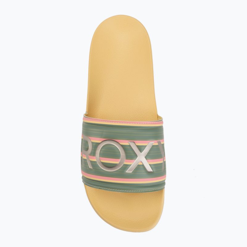 Șlapi pentru femei ROXY Slippy II Printed gold haze 5