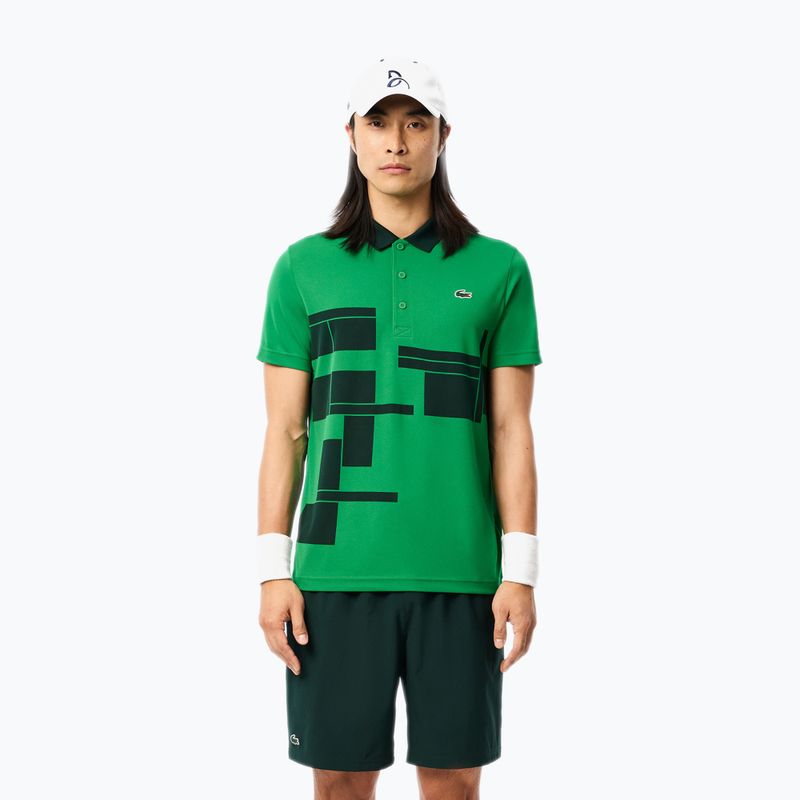 Tricou polo de tenis Lacoste Polo DH2568 fluorine green/sinople 3