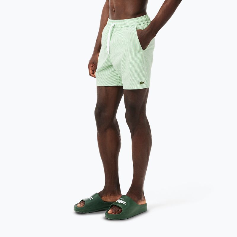 Pantaloni scurți de baie pentru bărbați Lacoste MH9089 white/liamone 5