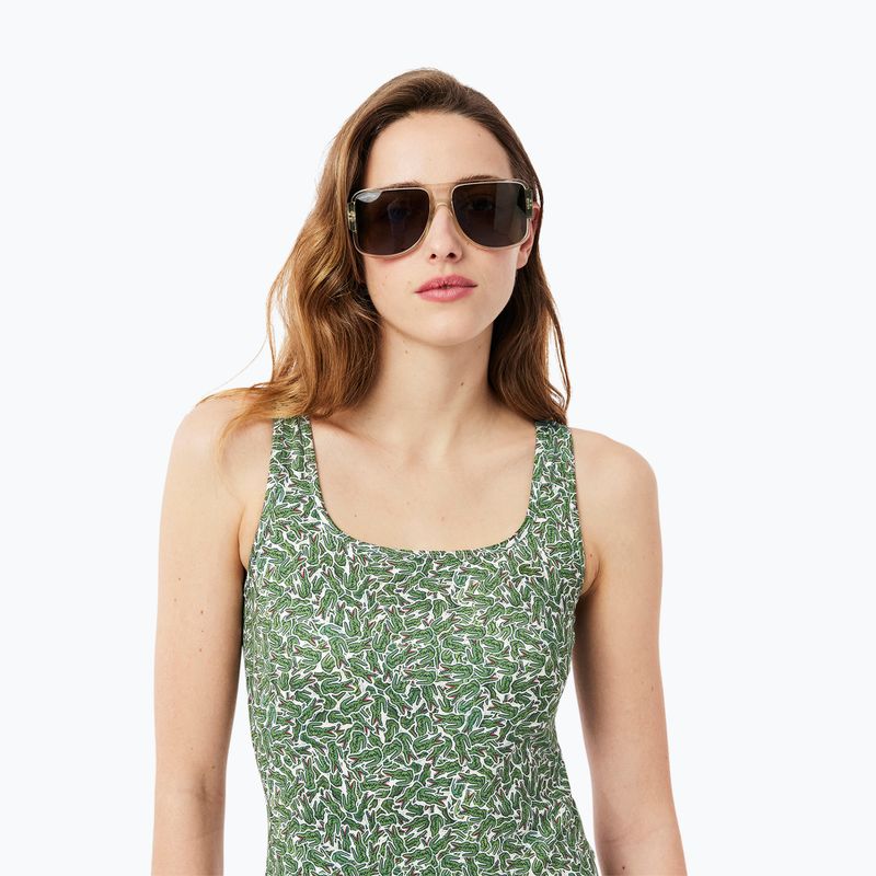 Costum de baie pentru femei Lacoste MF9608 green/flour 6