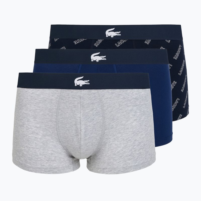 Boxeri pentru bărbați Lacoste 5H1288 3-perechi navy blue/white/silver ch