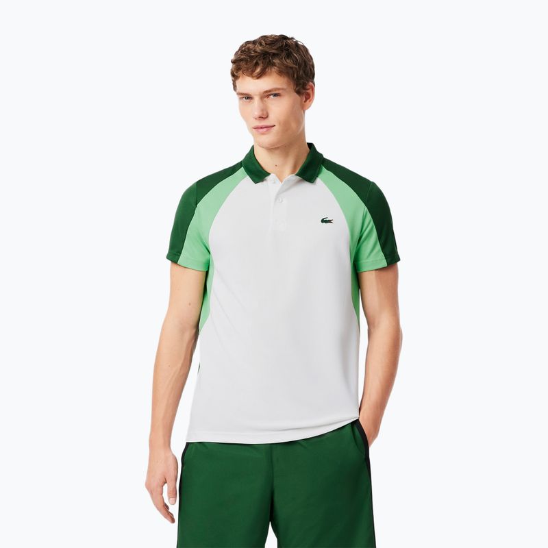 Tricou polo Lacoste Tennis pentru bărbați DH8963 alb/verde lamaie