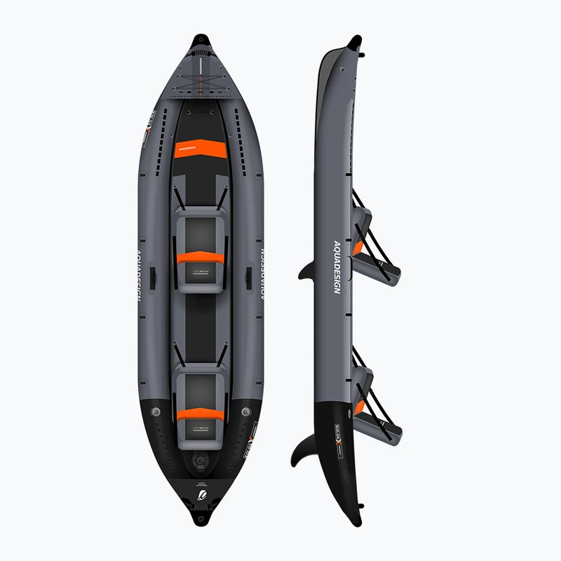Caiac gonflabil pentru 2-persoană  AQUADESIGN Koloa X´Perience 2 360 cm black/grey