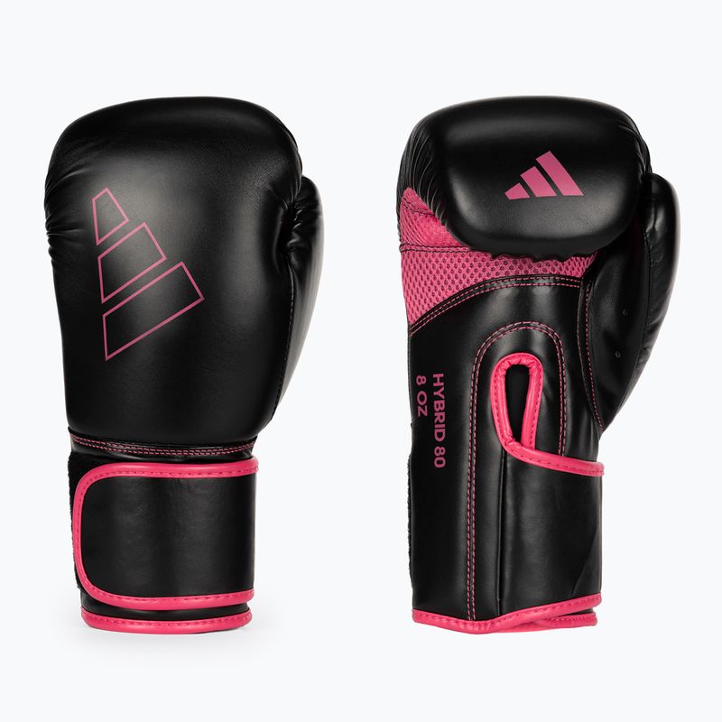 Mănuși de box adidas Hybrid 80, negru și roz, ADIH80