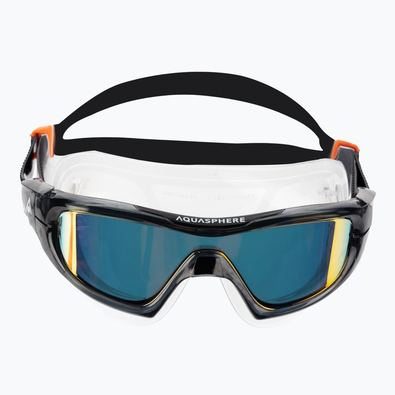Mască de înot Aquasphere Vista Pro gri închis/negru/portocaliu oglindă din titan MS5041201LMO 2