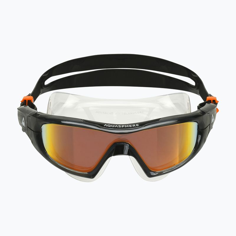 Mască de înot Aquasphere Vista Pro gri închis/negru/portocaliu oglindă din titan MS5041201LMO 7