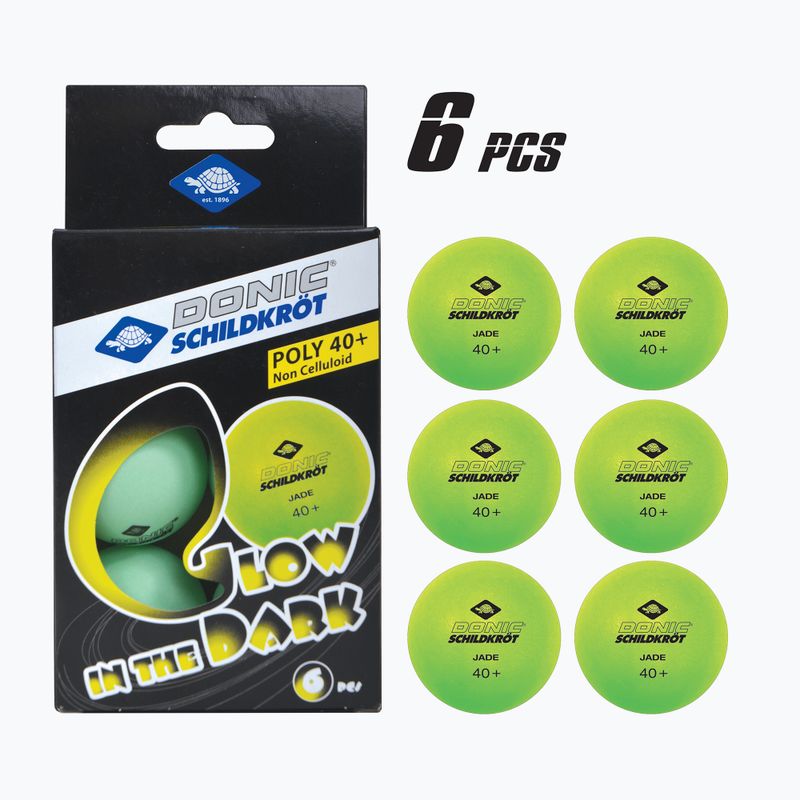 Mingi de tenis de masă Donic-Schildkröt Glow In The Dark Poly 40+ 6buc. glow