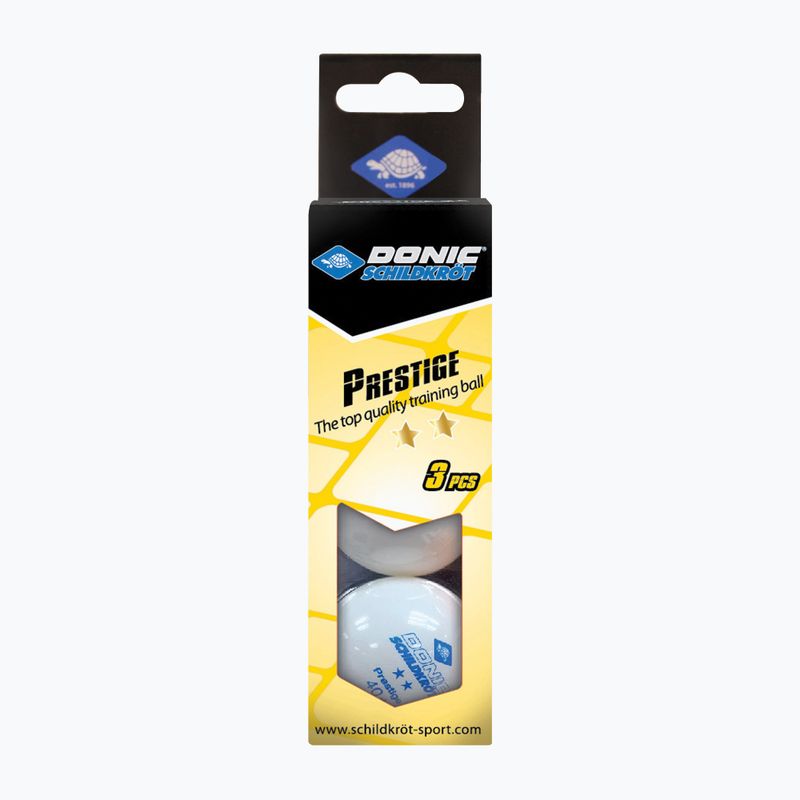 Mingi de tenis de masă Donic-Schildkröt 2-Stars Prestige Poly 40+ 3buc. white
