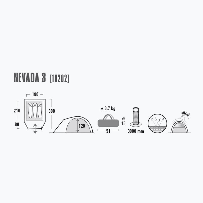 Cort de camping pentru 3 persoane High Peak Nevada gri 10202 2