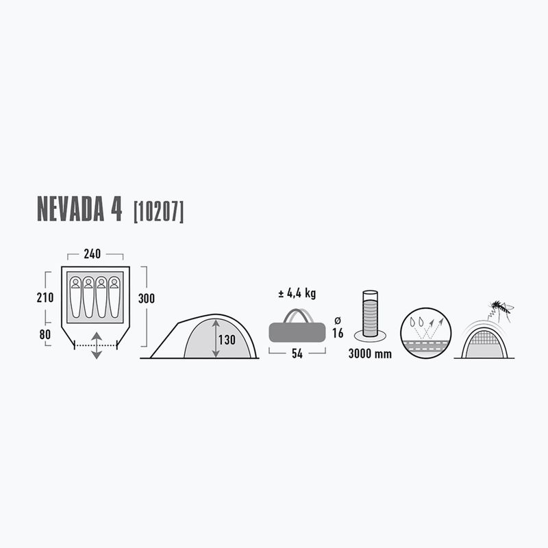 Cort de camping pentru 4 persoane High Peak Nevada gri 10207 2