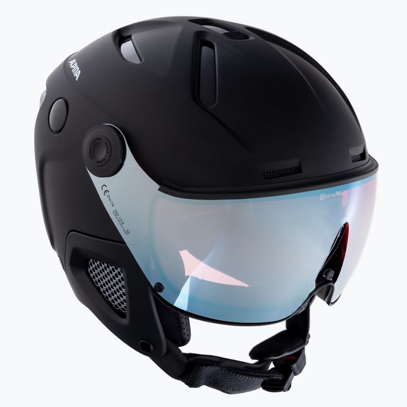 Cască de schi Alpina Attelas Visor QVM black matt/silver