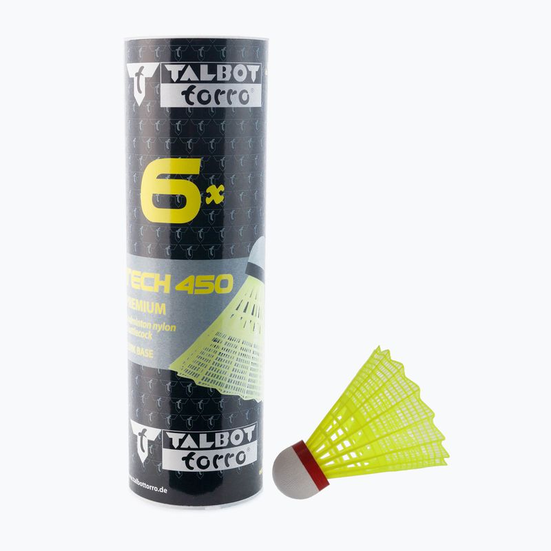 Talbot-Torro Tech 450 volane de badminton, Nylon Premium 6 buc. galben 469083