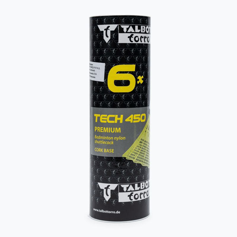 Talbot-Torro Tech 450 volane de badminton, Nylon Premium 6 buc. galben 469283