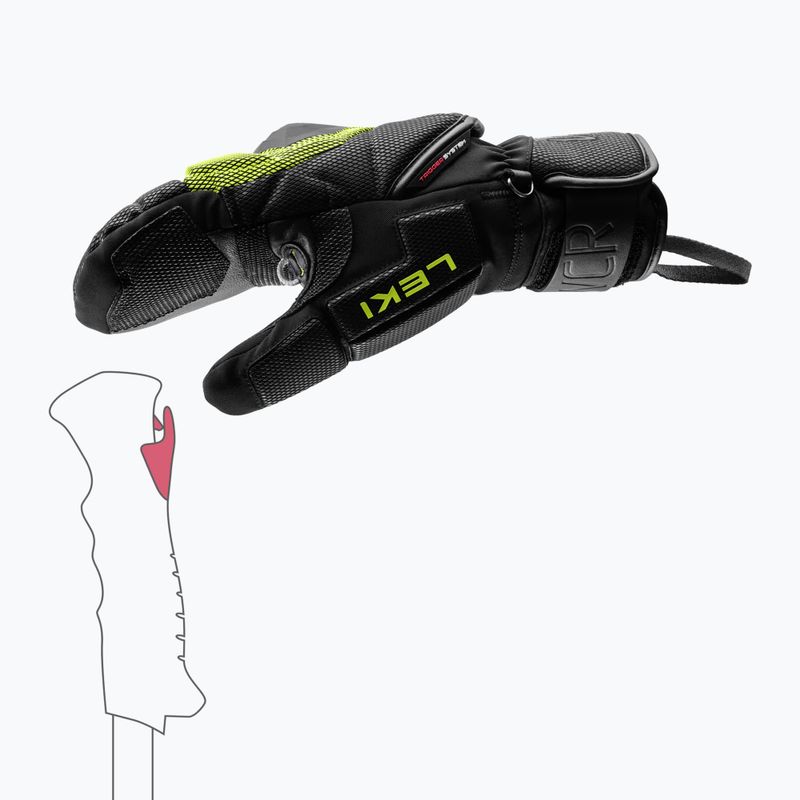 Mănuși de schi pentru bărbați LEKI WCR Coach 3D Mitt black/ice lemon 8