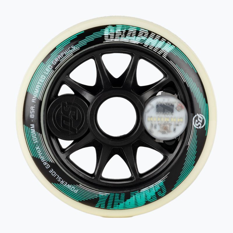 Powerslide Graphix LED Wheel 100 Stânga alb 905345 roți de role pentru patine cu role