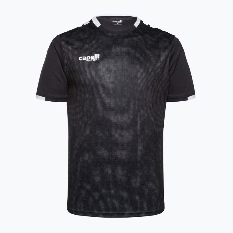 Tricou de fotbal Capelli Cs III Block alb/negru pentru bărbați Capelli Cs III Block alb/negru