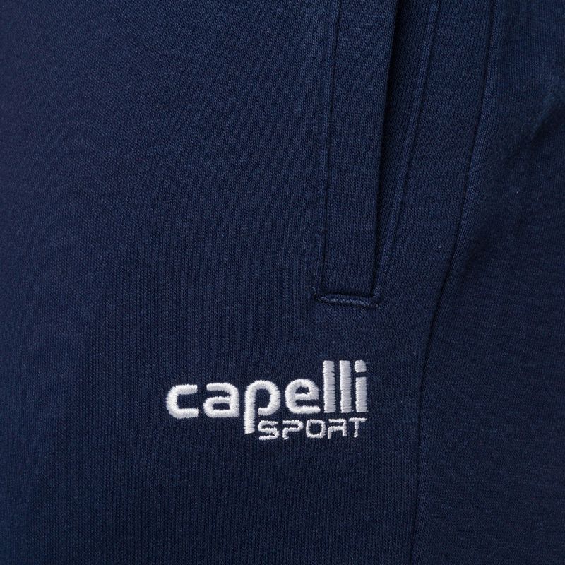 Pantaloni de fotbal pentru bărbați Capelli Basics Adult Tapered French Terry pentru bărbați, bleumarin/alb 3