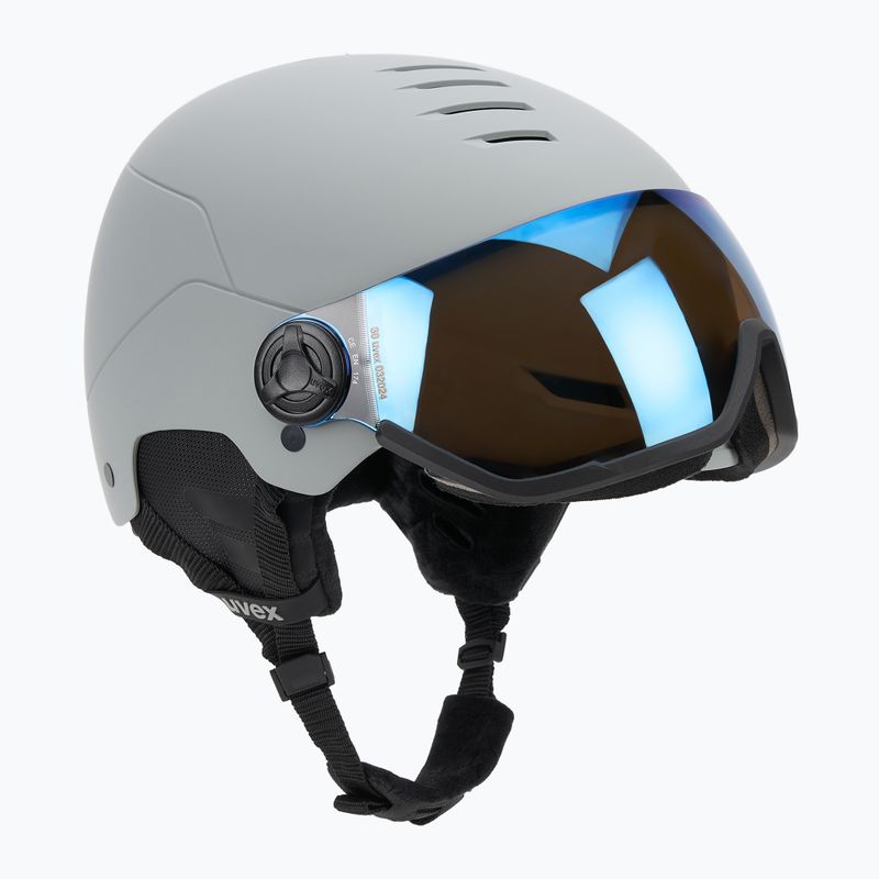 Cască de schi UVEX Wanted Visor rhino matt/mirror blue/smoke 9