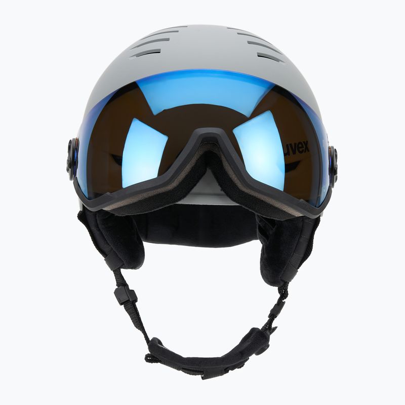 Cască de schi UVEX Wanted Visor rhino matt/mirror blue/smoke 10
