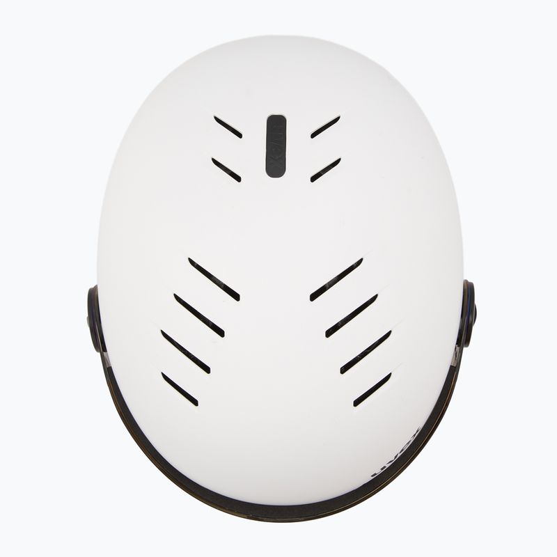 Cască de schi pentru copii UVEX Rocket Visor Jr white/black matt/mirror blue/smoke 6