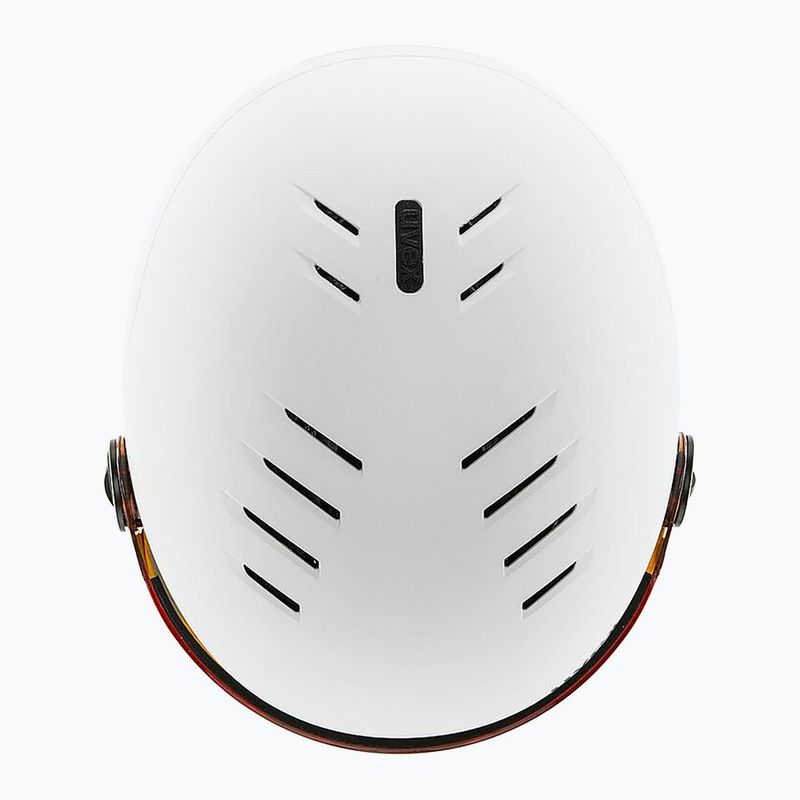 Cască de schi pentru copii UVEX Rocket Visor Jr white/black matt/mirror blue/smoke 5