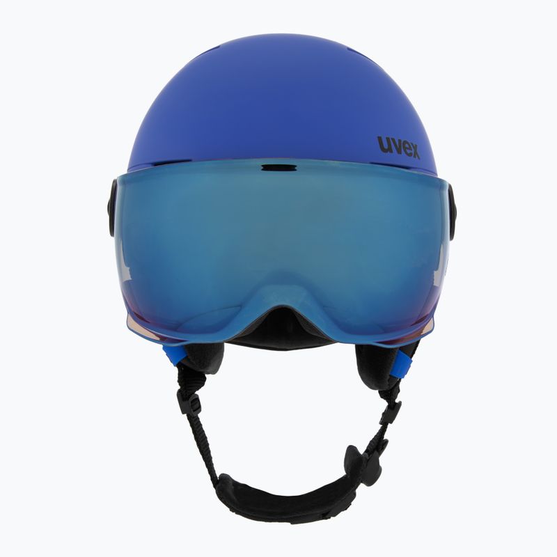 Cască de schi pentru copii UVEX Rocket Visor Jr blue matt/mirror blue/smoke 2