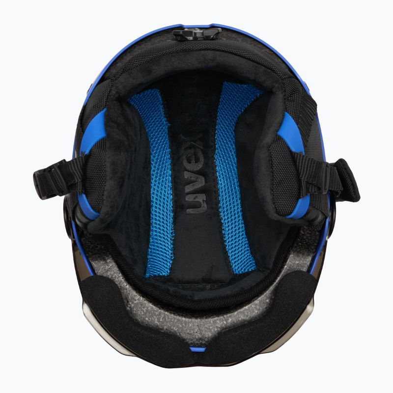Cască de schi pentru copii UVEX Rocket Visor Jr blue matt/mirror blue/smoke 5