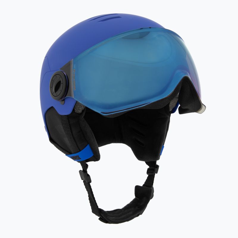 Cască de schi pentru copii UVEX Rocket Visor Jr blue matt/mirror blue/smoke 9
