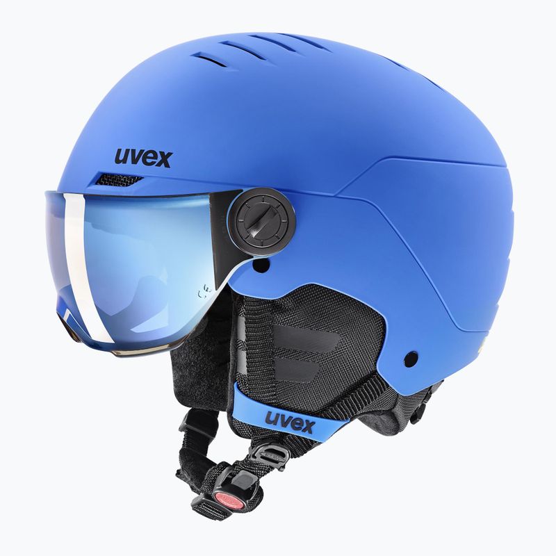 Cască de schi pentru copii  UVEX Rocket Visor Jr blue matt/mirror blue/smoke 3