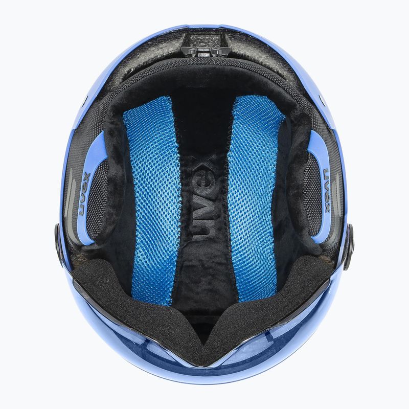 Cască de schi pentru copii  UVEX Rocket Visor Jr blue matt/mirror blue/smoke 5
