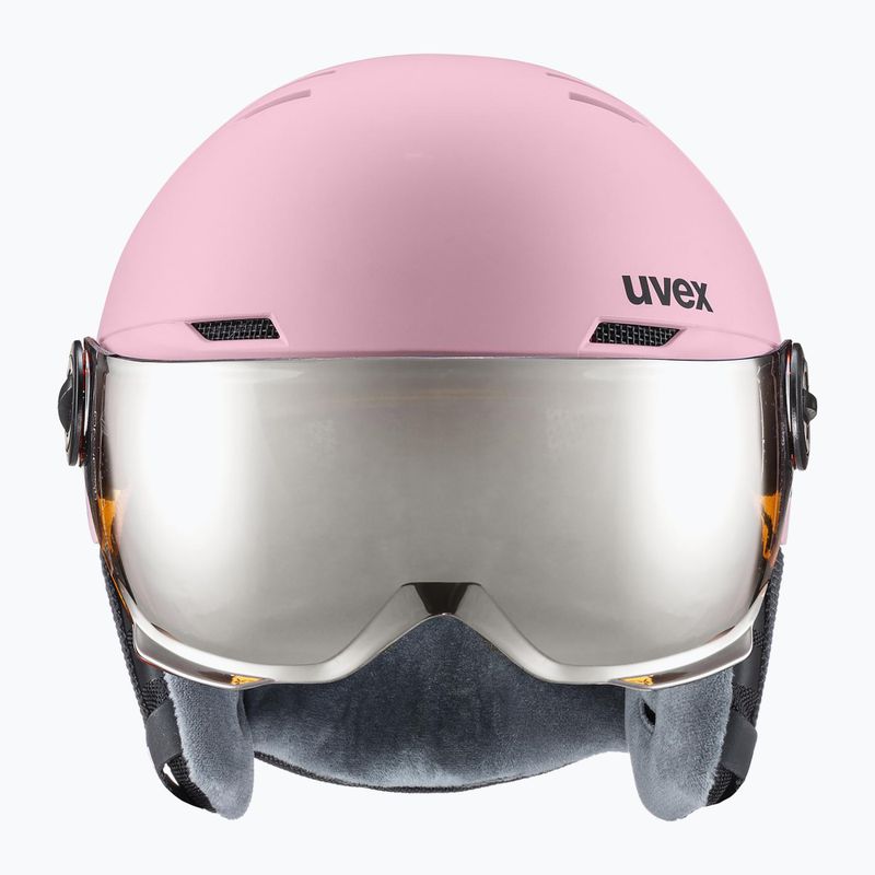 Cască de schi pentru copii  UVEX Rocket Visor Jr pink confetti matt/mirror silver/lasergold lite 2