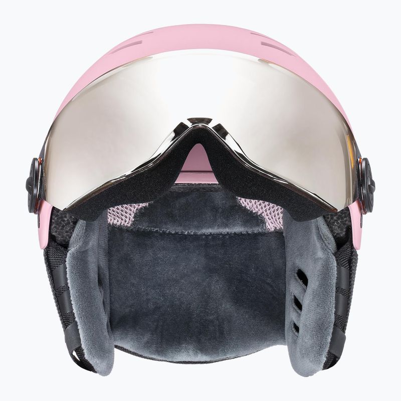 Cască de schi pentru copii  UVEX Rocket Visor Jr pink confetti matt/mirror silver/lasergold lite 3