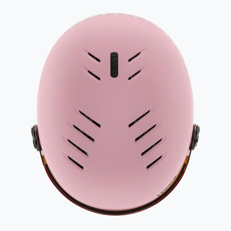 Cască de schi pentru copii  UVEX Rocket Visor Jr pink confetti matt/mirror silver/lasergold lite 6