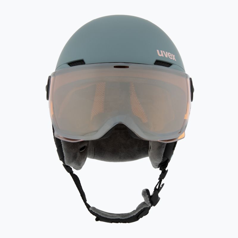 Cască de schi pentru copii  UVEX Rocket Visor Jr rhino/blush matt/mirror silver/lasergold lite 2