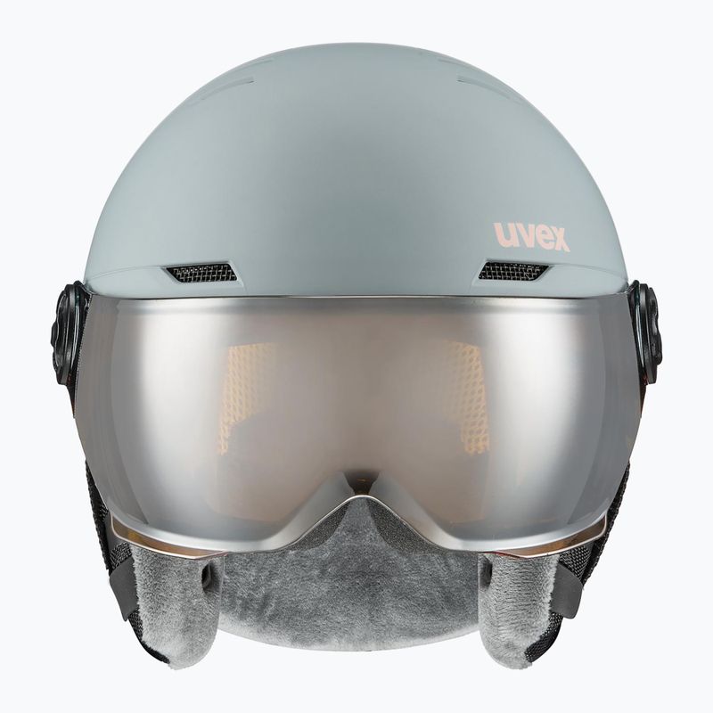 Cască de schi pentru copii  UVEX Rocket Visor Jr rhino/blush matt/mirror silver/lasergold lite 2