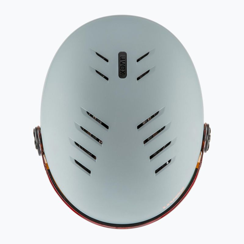 Cască de schi pentru copii  UVEX Rocket Visor Jr rhino/blush matt/mirror silver/lasergold lite 5