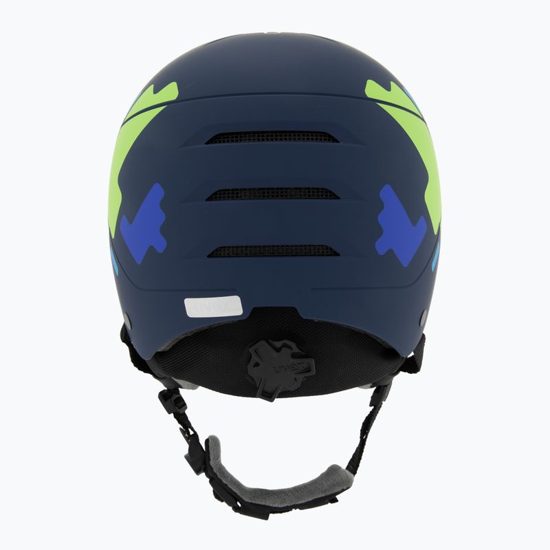 Cască de schi pentru copii UVEX Rocket Visor Jr blue puzzle matt/mirror blue/smoke 4