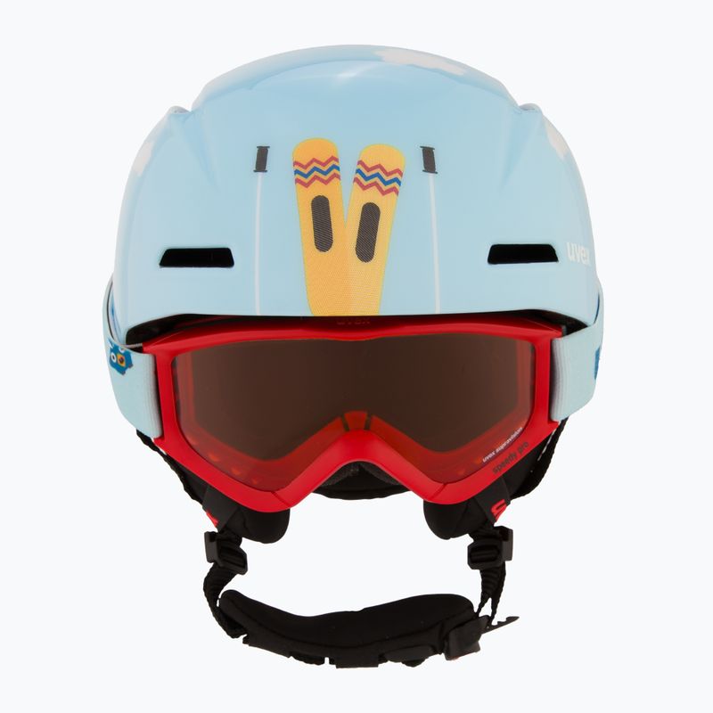 Cască de schi pentru copii  UVEX Viti Set + gogle Speedy Pro light blue birdy/lasergold lite 2
