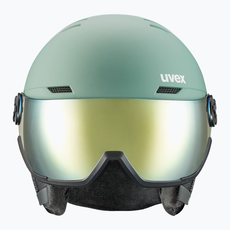 Cască de schi UVEX Wanted Visor oxid green matt/mirror gold/smoke