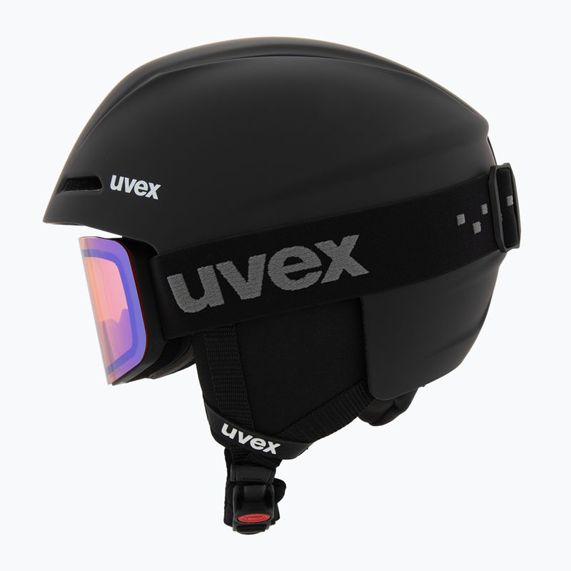 Cască de schi pentru copii UVEX Viti Set + ochelari Speedy Pro black matt/mirror green/yellow/clear 3