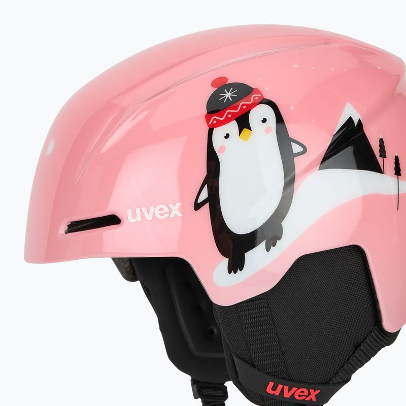 Cască de schi pentru copii  UVEX Viti Set + gogle Speedy Pro pink penguin/lasergold lite 7